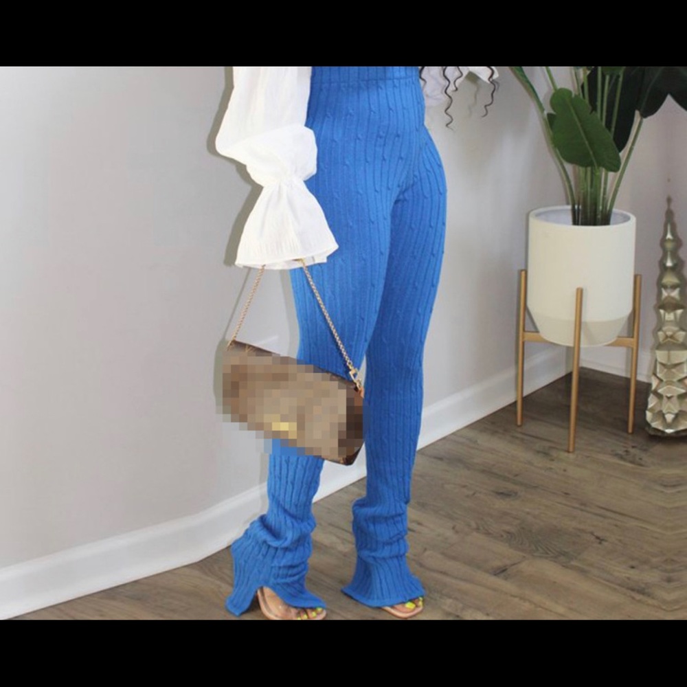 Knit stacked pants